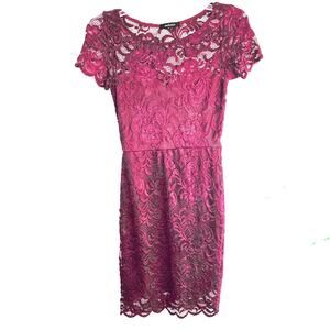 Ambiance Girl's Maroon Dress Small S Teen Children's Lace Formal Cocktail Party